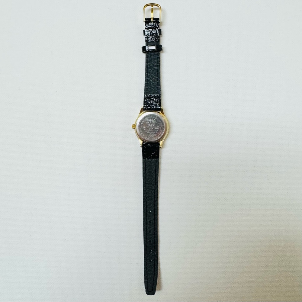 Vintage 1994 Timex Sun/Moon Day/Night Women's Gold Date Watch Black Leather - Picture 10 of 13